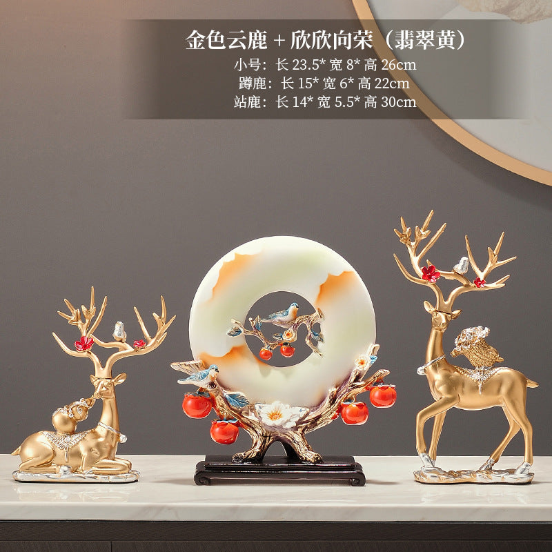 New Chinese housewarming gift decor with persimmons birds and sculptural base