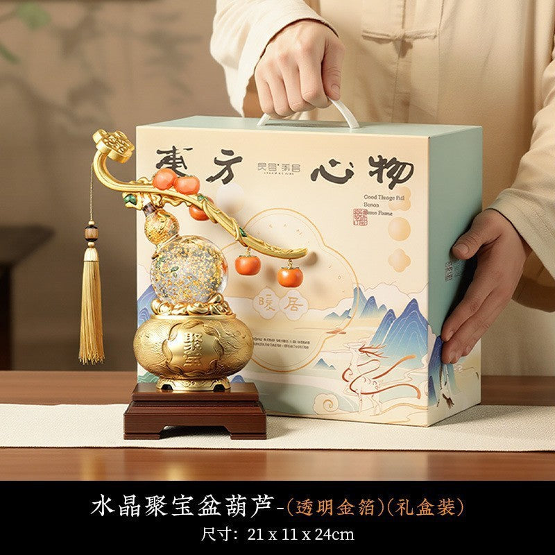 Persimmon ruyi and gourd auspicious Chinese decor 1