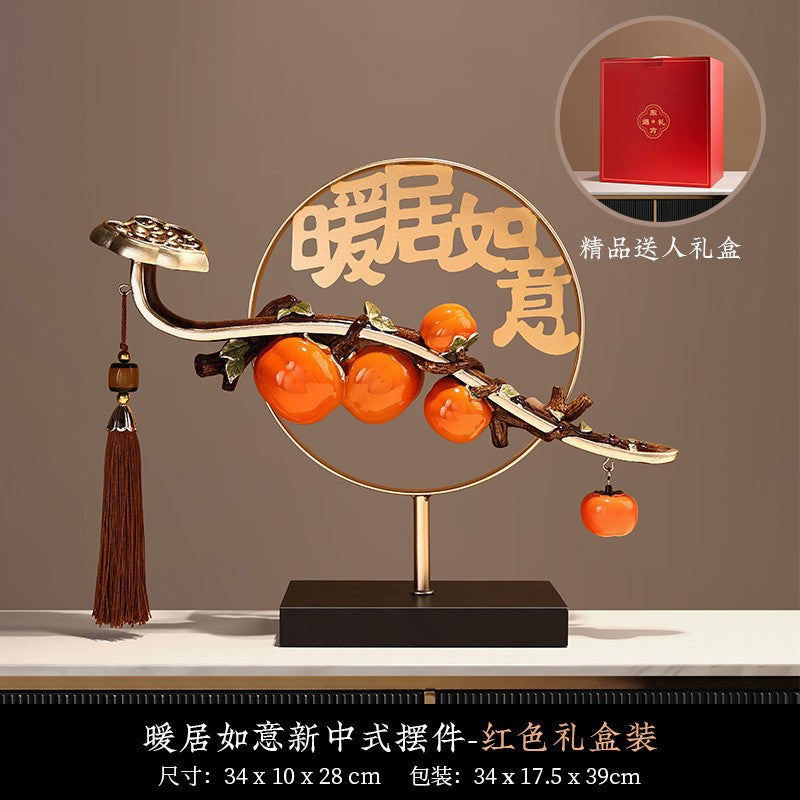 Persimmon ruyi and gourd auspicious Chinese decor 6