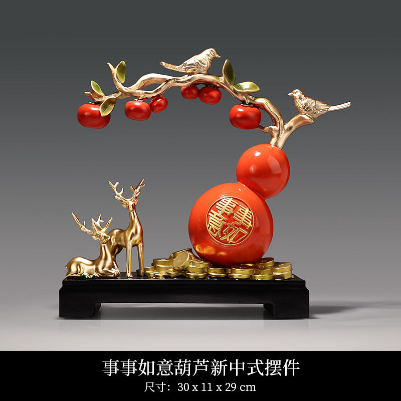 Persimmon ruyi and gourd auspicious Chinese decor 10