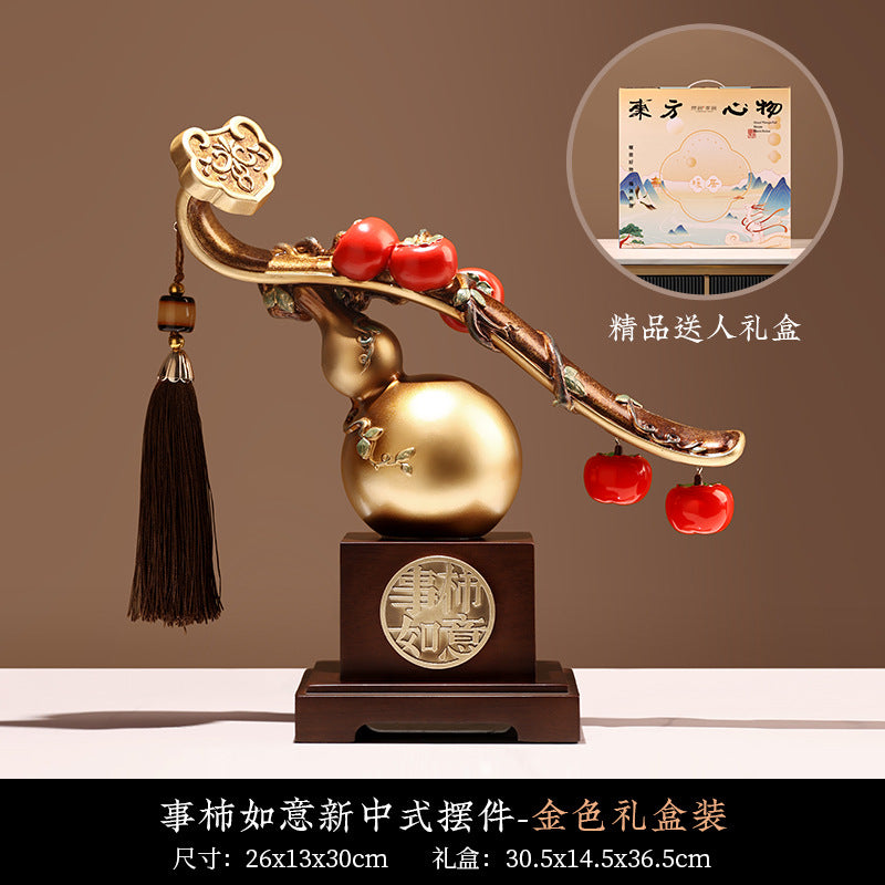Persimmon ruyi and gourd auspicious Chinese decor 12