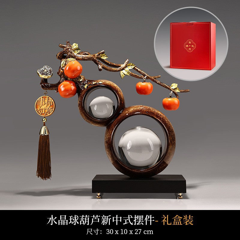 Persimmon ruyi and gourd auspicious Chinese decor 13