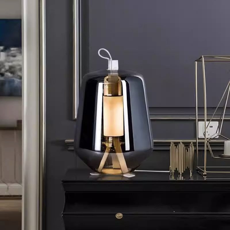 Obsidian Lantern postmodern smoked glass table lamp 4