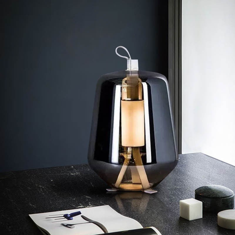 Obsidian Lantern postmodern smoked glass table lamp 6