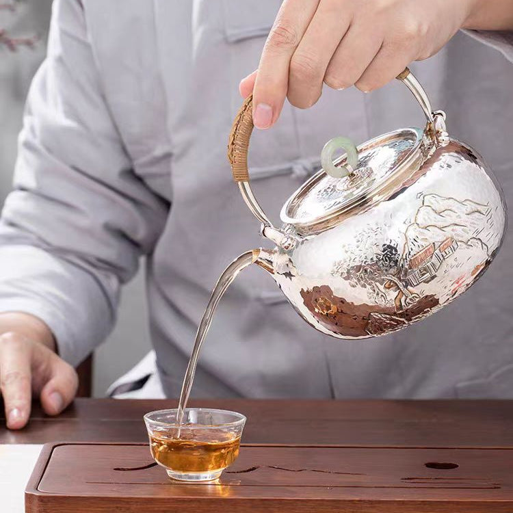 Collector pure silver tea kettle detail