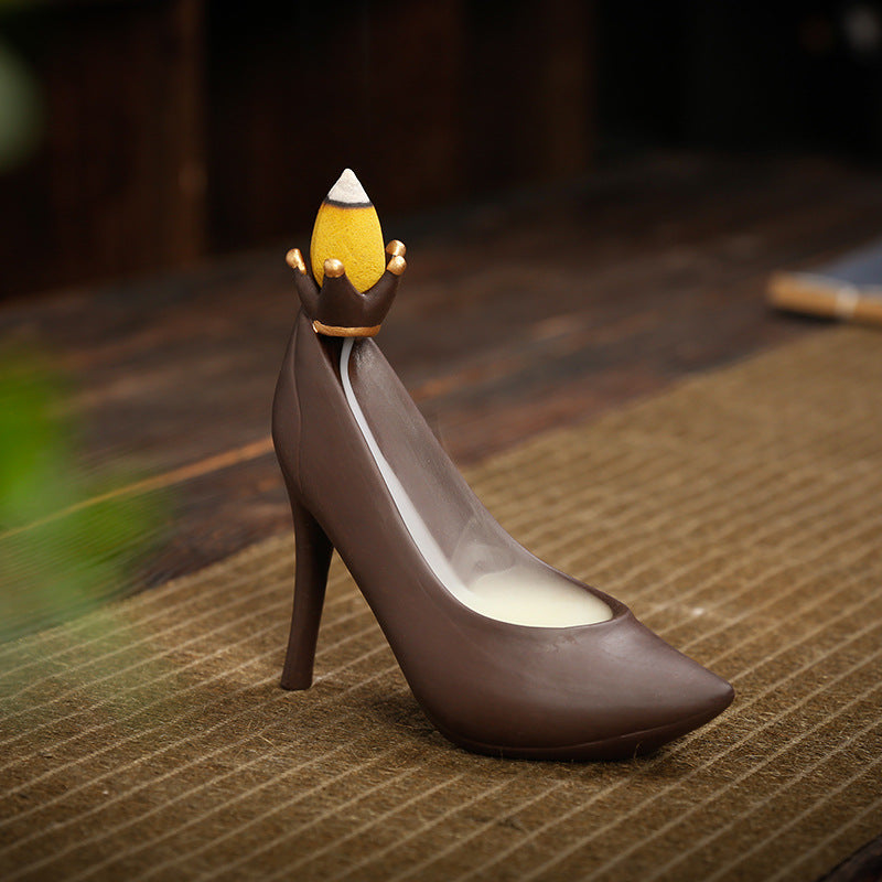 High heel backflow incense burner alternate view