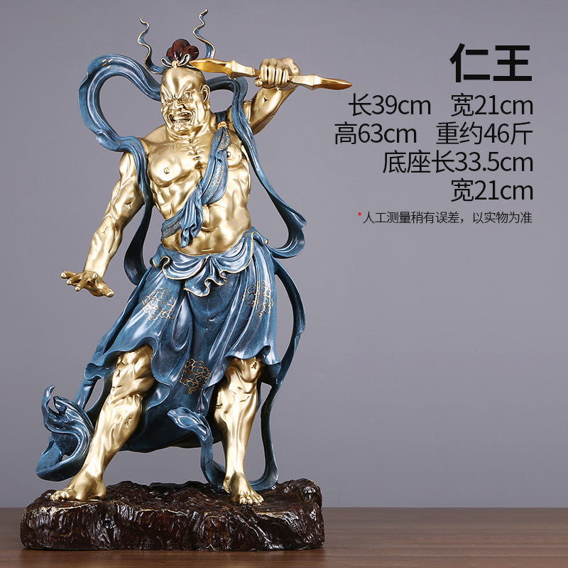 Renwang Ni-o guardian copper sculpture size reference approximately 39 by 21 by 63 cm and about 23 kg