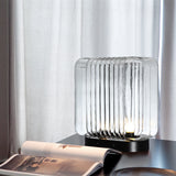 Linea Ribbed Glass Architectural Table Lamp – Clear Modern Ambient Designer Bedside Light