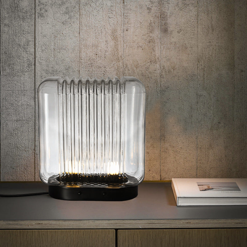 Linea ribbed glass architectural table lamp 2