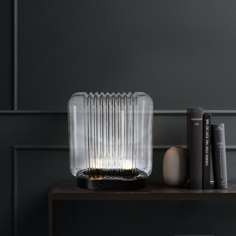 Linea ribbed glass architectural table lamp 4