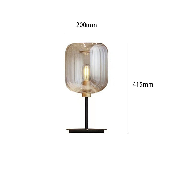 Ribbed Halo amber and smoke grey glass table lamp 4