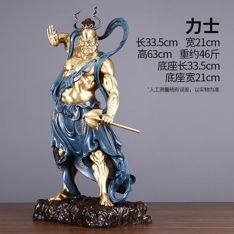 Rikishi temple guardian copper sculpture size reference approximately 33.5 by 21 by 63 cm and about 23 kg