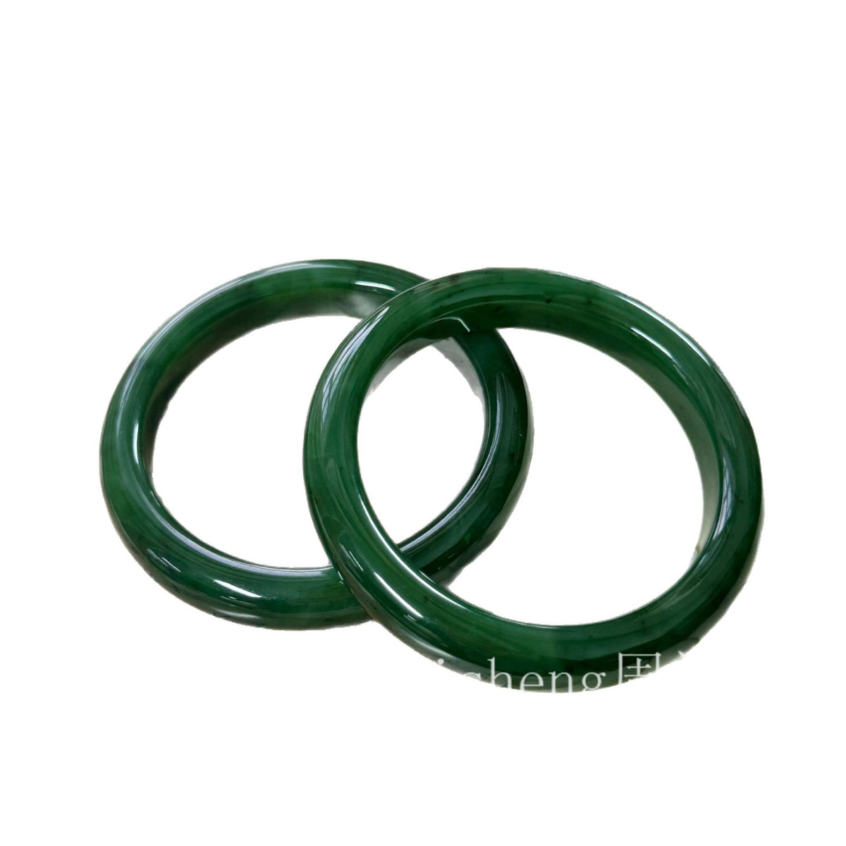 Certified Russian spinach green Hetian jade bangle with polished dark green nephrite surface