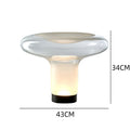 Sculptural clear glass halo mushroom table lamp 43 by 34 cm, modern bedside lighting view 1