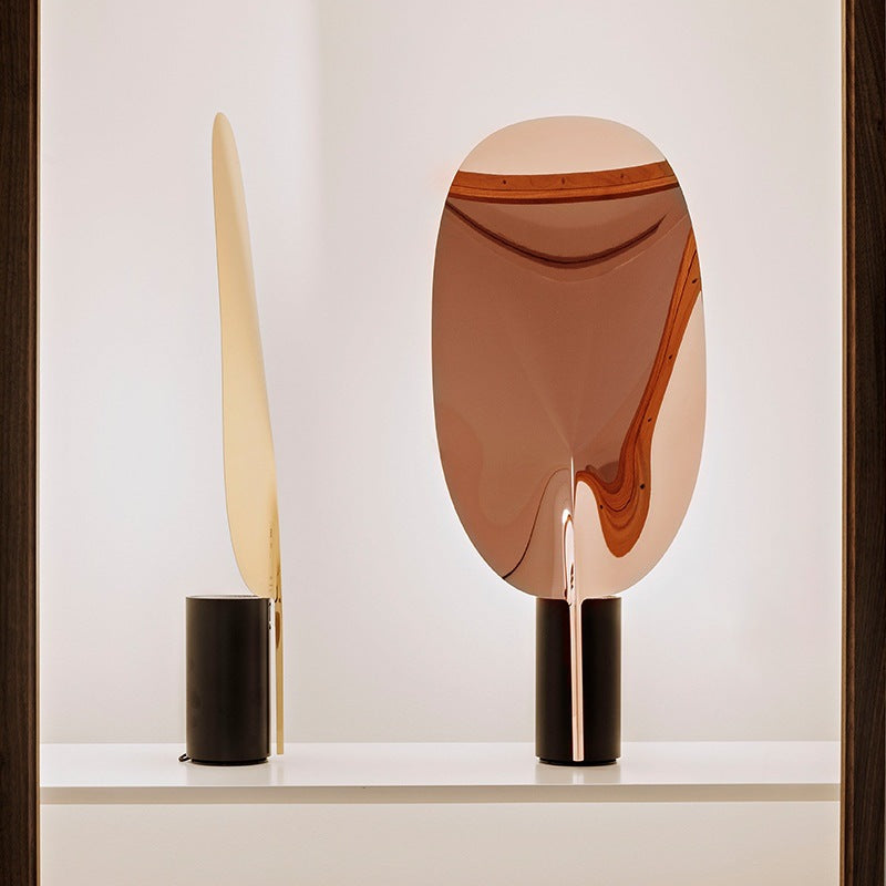 Sculptural leaf LED table lamp in metal, modern designer accent light view 3