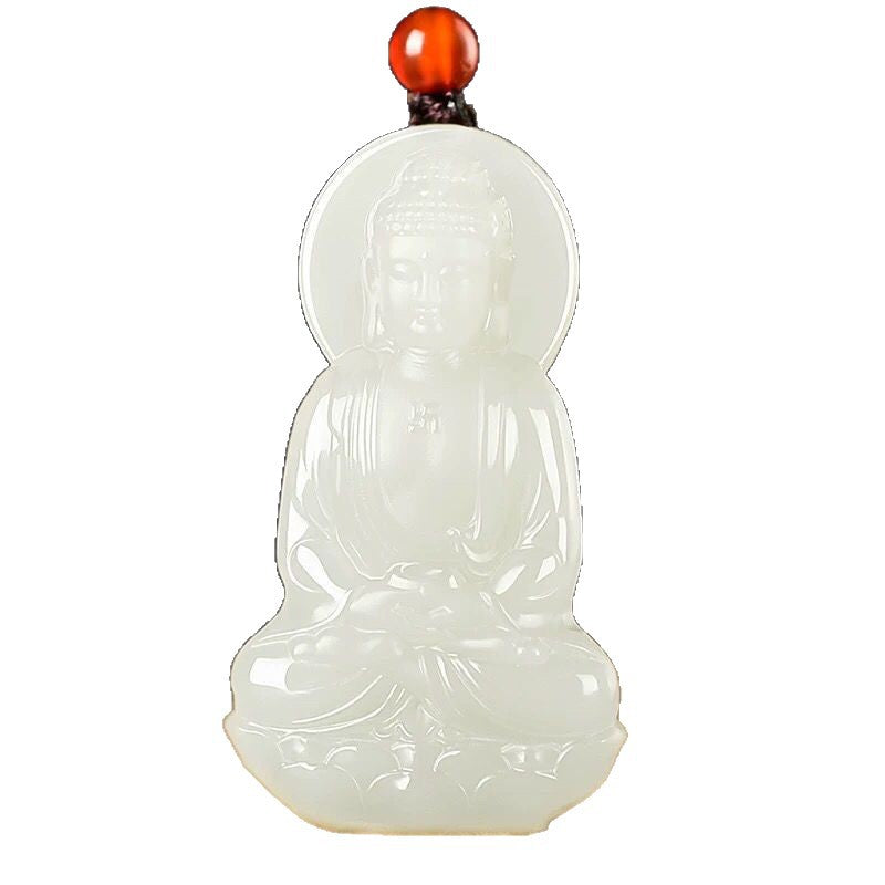 Ivory white Buddhist-inspired pendant on clean background