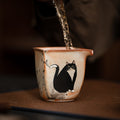 Japanese-inspired Shino kiln-change black cat ceramic Gongfu fairness cup 160ml