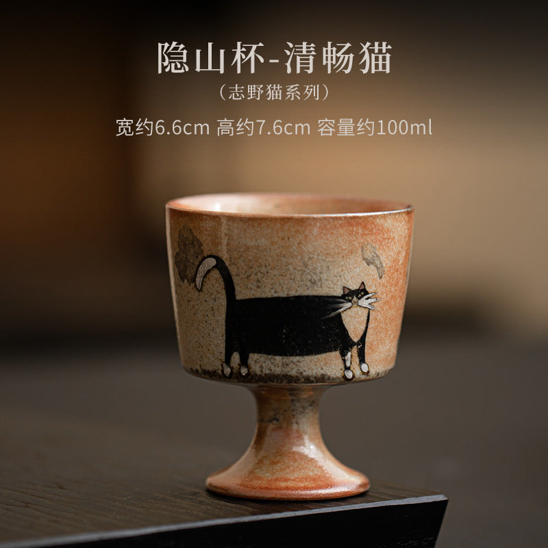 Yinshan clear cat Shino ceramic tea cup 100ml