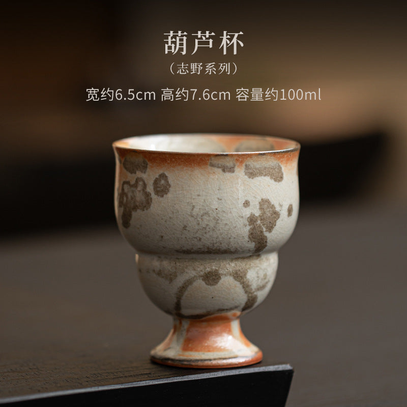 Gourd-form Shino ceramic tea cup 100ml