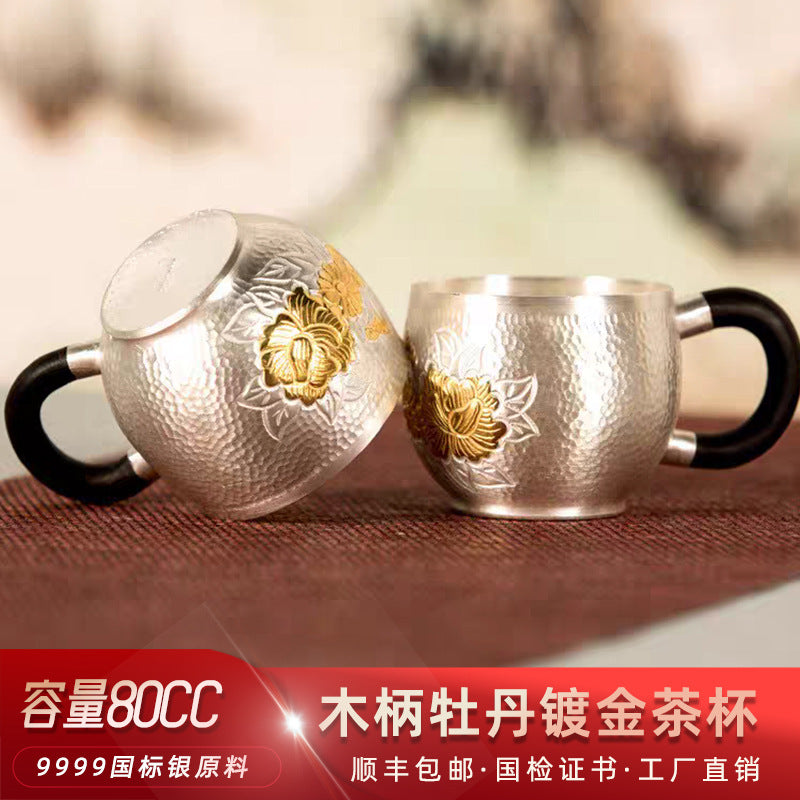 Premium pure silver Gongfu tea kettle view