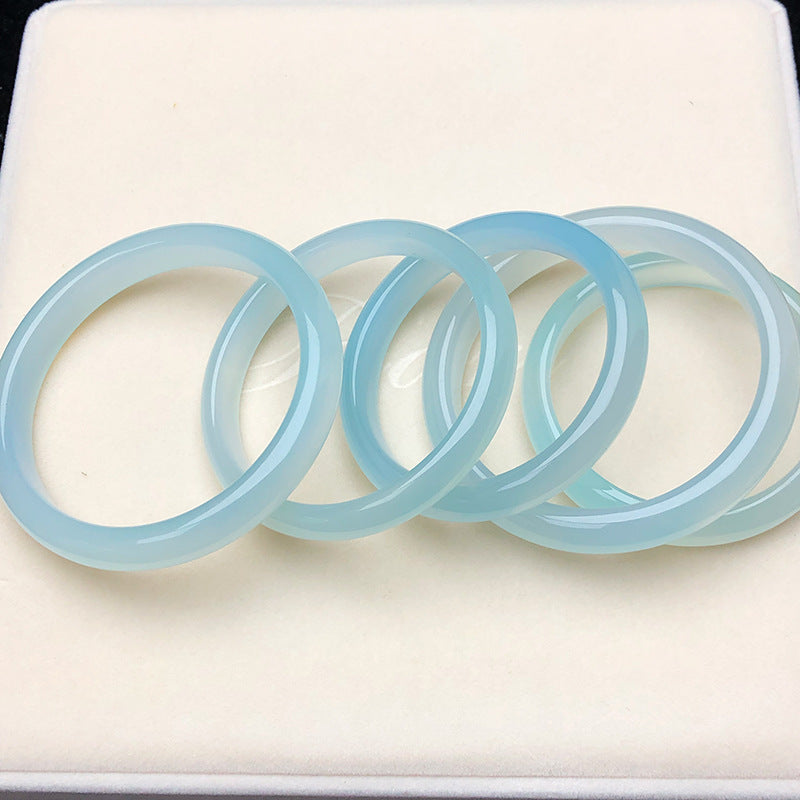 Certified sky blue chalcedony bangle with icy translucent polished finish