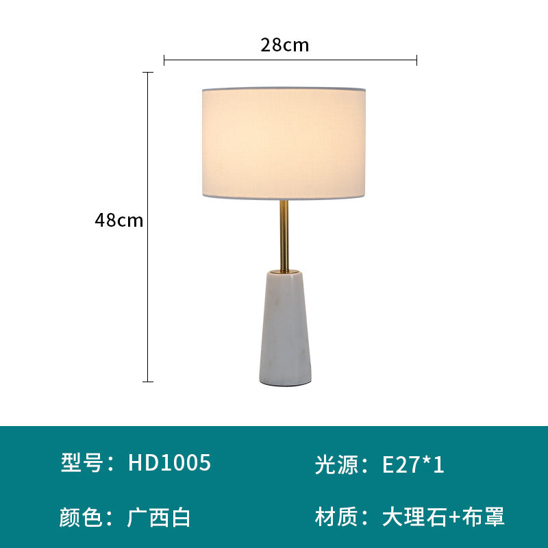 Small white marble tapered table lamp dimensions 28cm wide by 48cm high