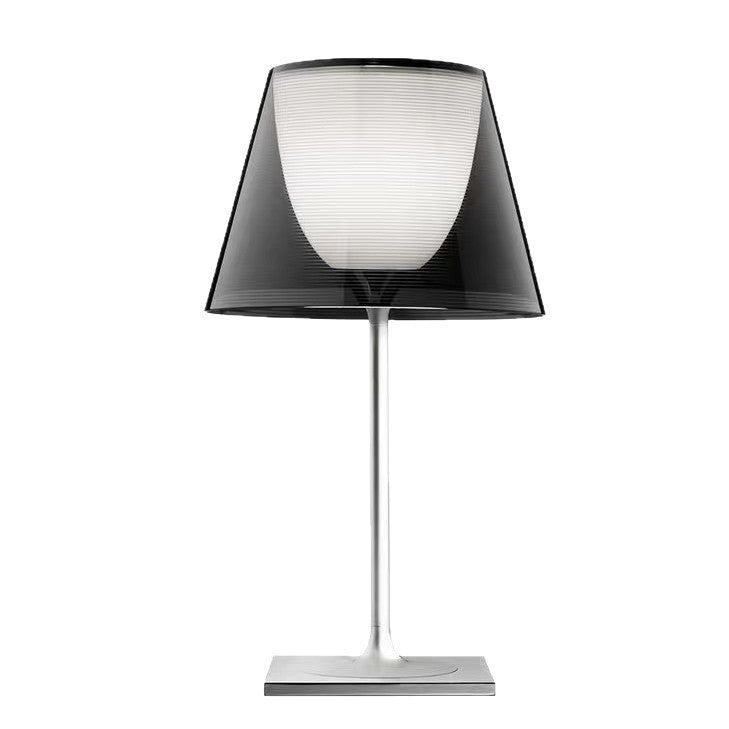 Smoke grey double-layer shade table lamp front view