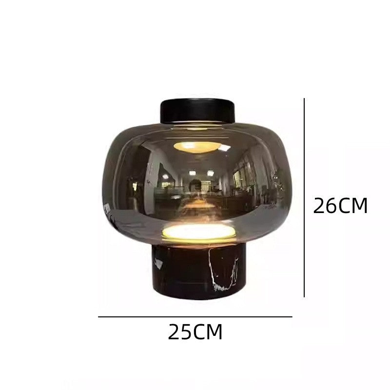 Smoke grey glass globe lamp dimensions 25cm wide by 26cm high