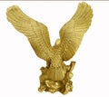 Spread-wing eagle copper sculpture in antique gold finish for office and home display