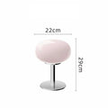 Powder pink glass mushroom table lamp with chrome base 22cm wide by 29cm high