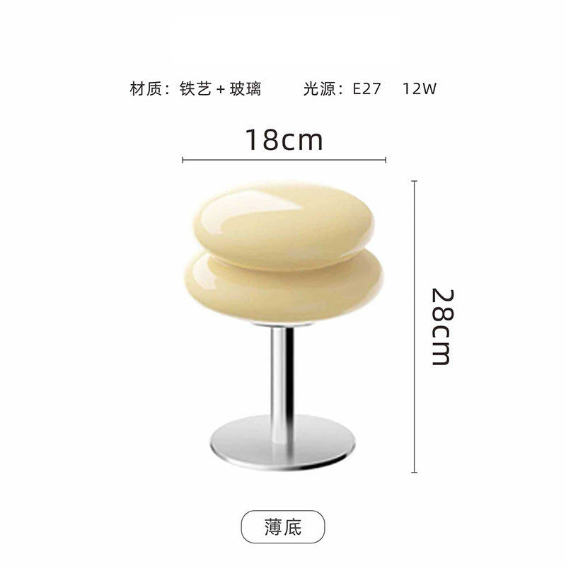 Milk yellow stacked cake glass table lamp 18cm wide by 28cm high