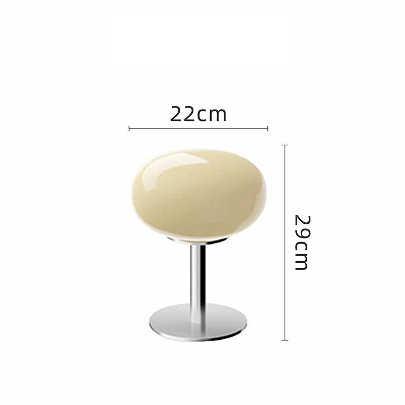 Milk yellow glass mushroom bedside lamp 22cm wide by 29cm high