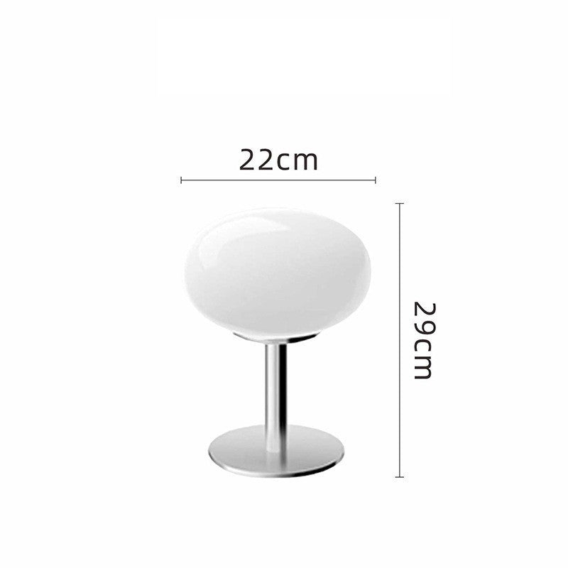 Milk white glass mushroom table lamp with slim chrome base