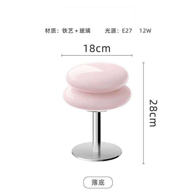 Powder pink stacked glass cake lamp thin base 18cm wide by 28cm high