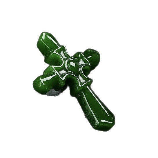 Green and ivory cross pendant variants with cord