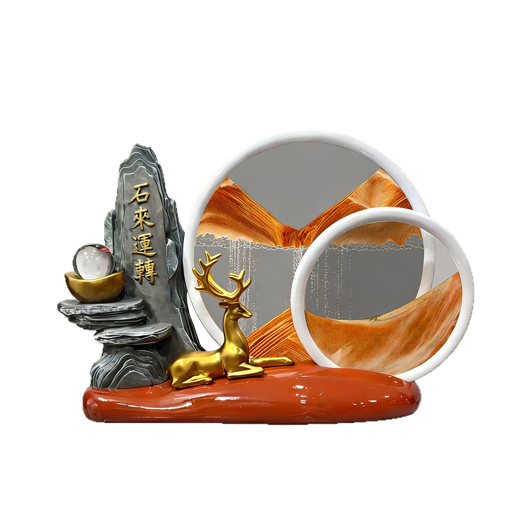 Stone Turns to Fortune moving sand art and deer sculpture 4