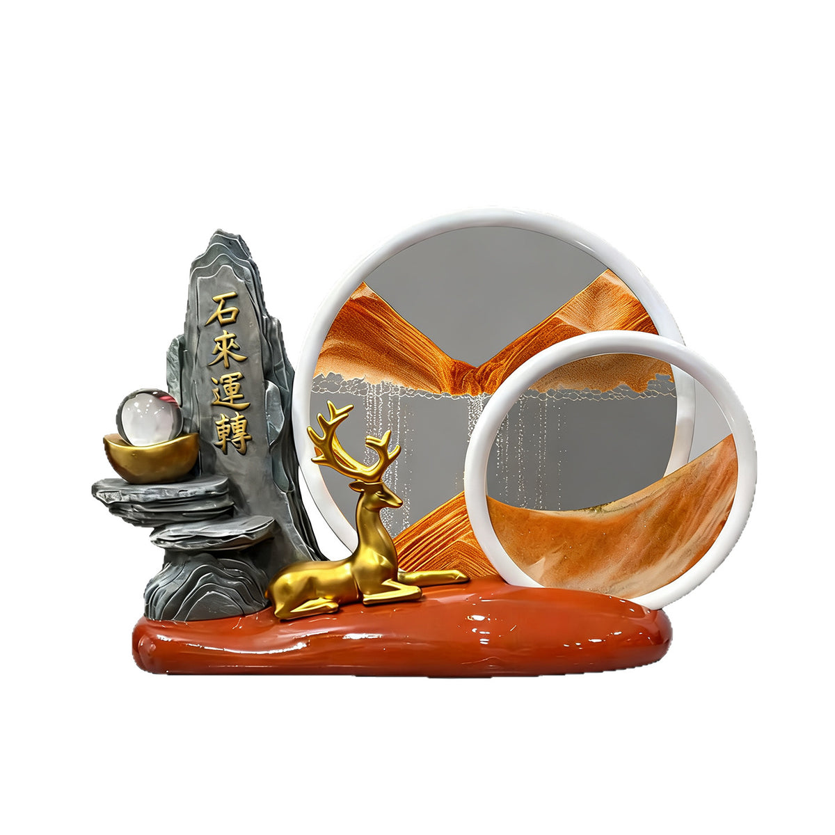 Stone Turns to Fortune moving sand art and deer sculpture 4