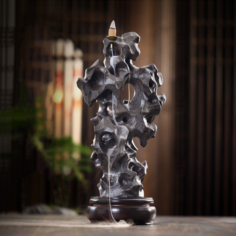 36.5 cm tall Dehua ceramic Taihu rock incense ornament