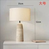 Terra Atelier Travertine Column Table Lamp Collection – Small, Large & Tall Natural Stone Japandi Bedside Light