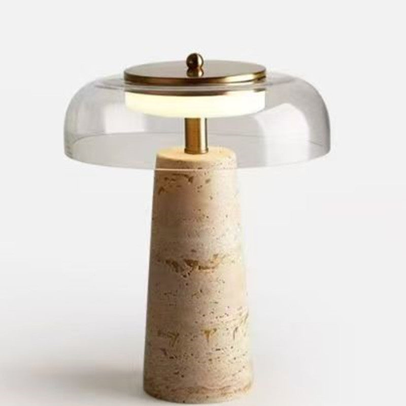 Halo travertine glass dome LED table lamp 4