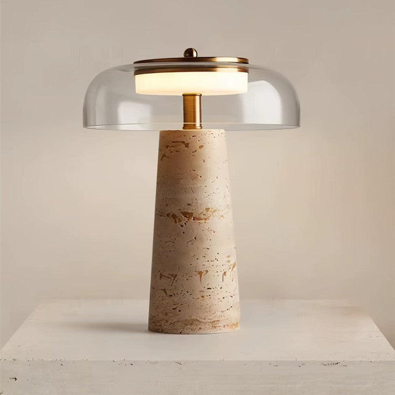 Halo travertine glass dome LED table lamp 5