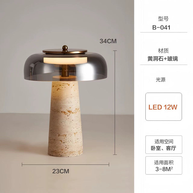 Halo travertine glass dome LED table lamp 6