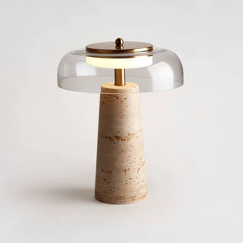 Halo travertine glass dome LED table lamp 7