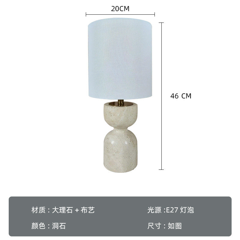 Travertine hourglass lamp dimensions 20cm wide by 46cm high with E27 bulb base