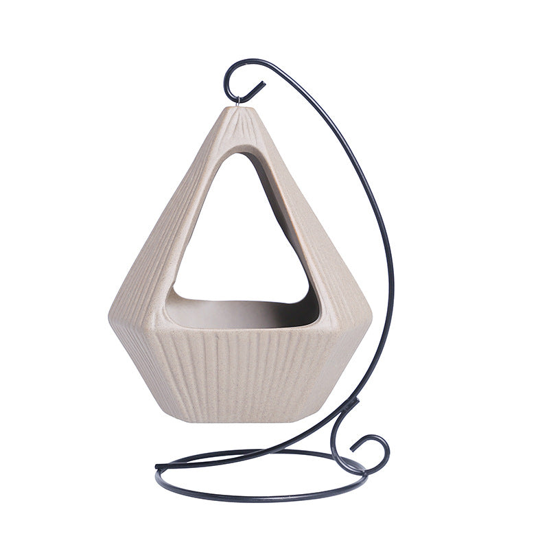 Light ceramic triangle hanging Palo Santo and sage burning bowl