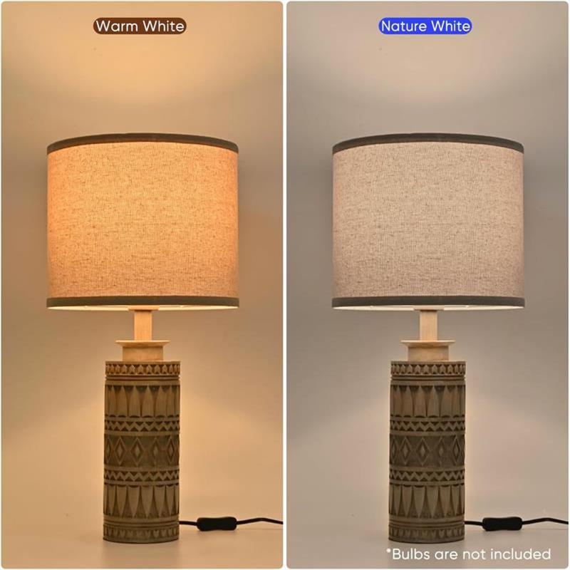 Tribal pattern table lamp showing 3-way touch brightness control