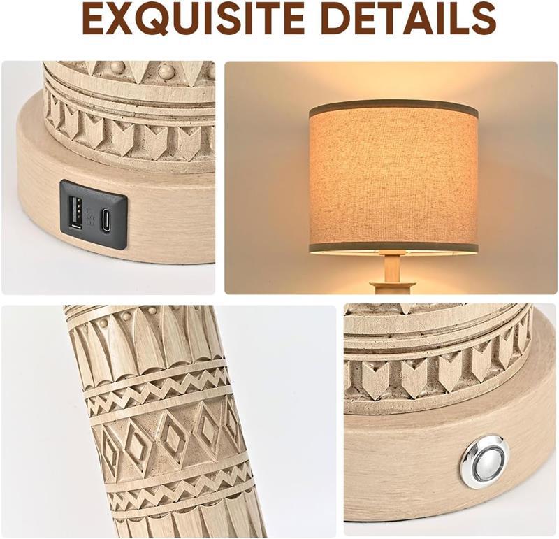 Tribal pattern ceramic lamp in bright living room setting