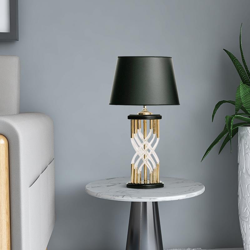 Helix glass rod black shade statement table lamp 1