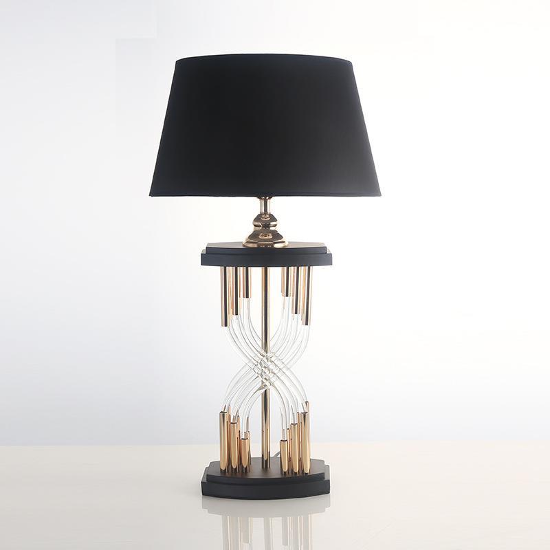 Helix glass rod black shade statement table lamp 3