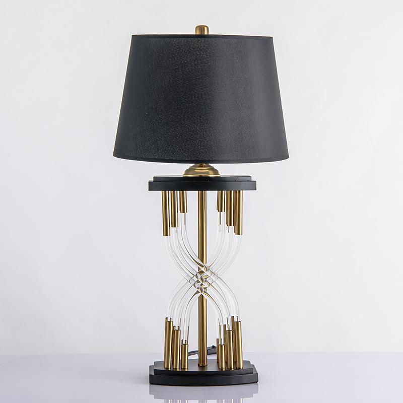 Helix glass rod black shade statement table lamp 5